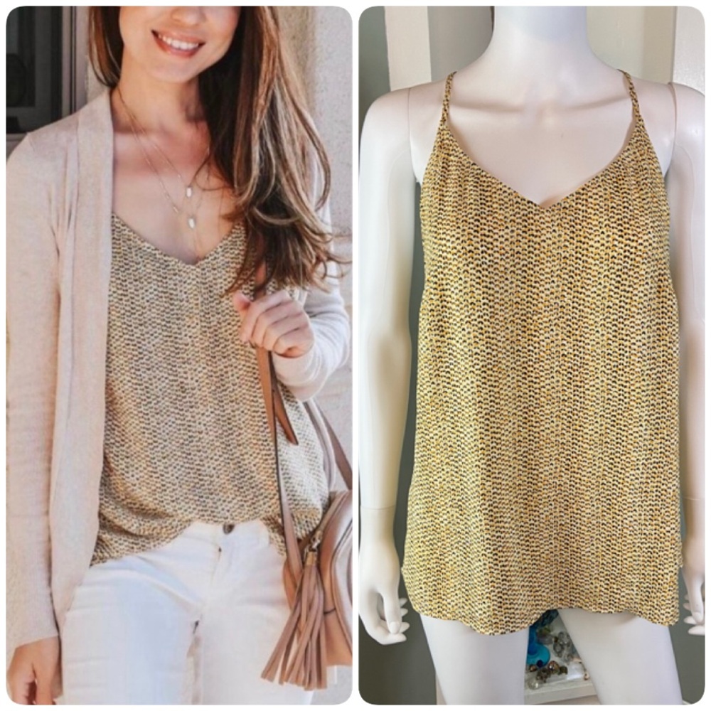 CAbi Impression Cami 5908 Racerback Gold Black Fleck Camisole Tank Top S Small